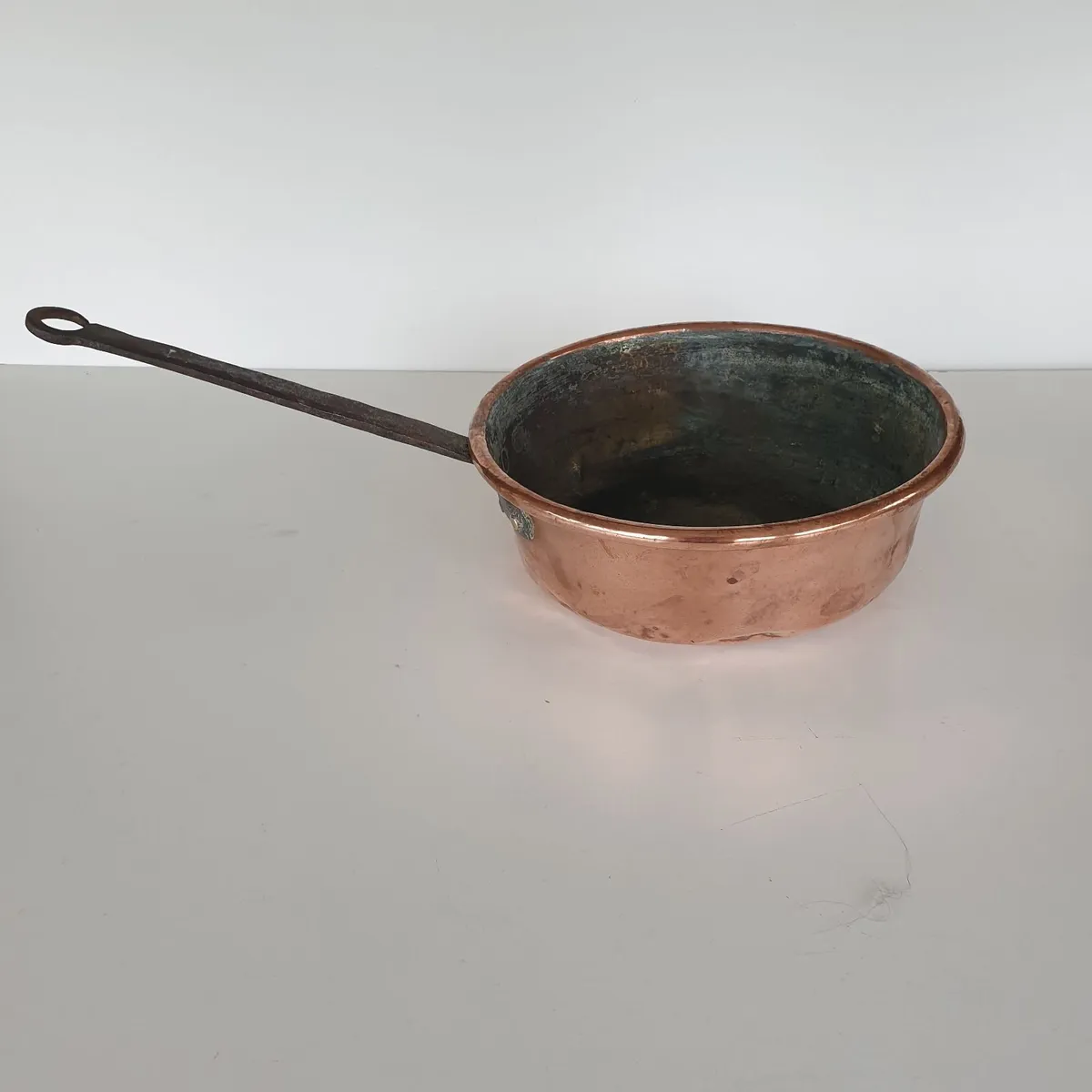 Copper pan French with forged iron handle - Image 1