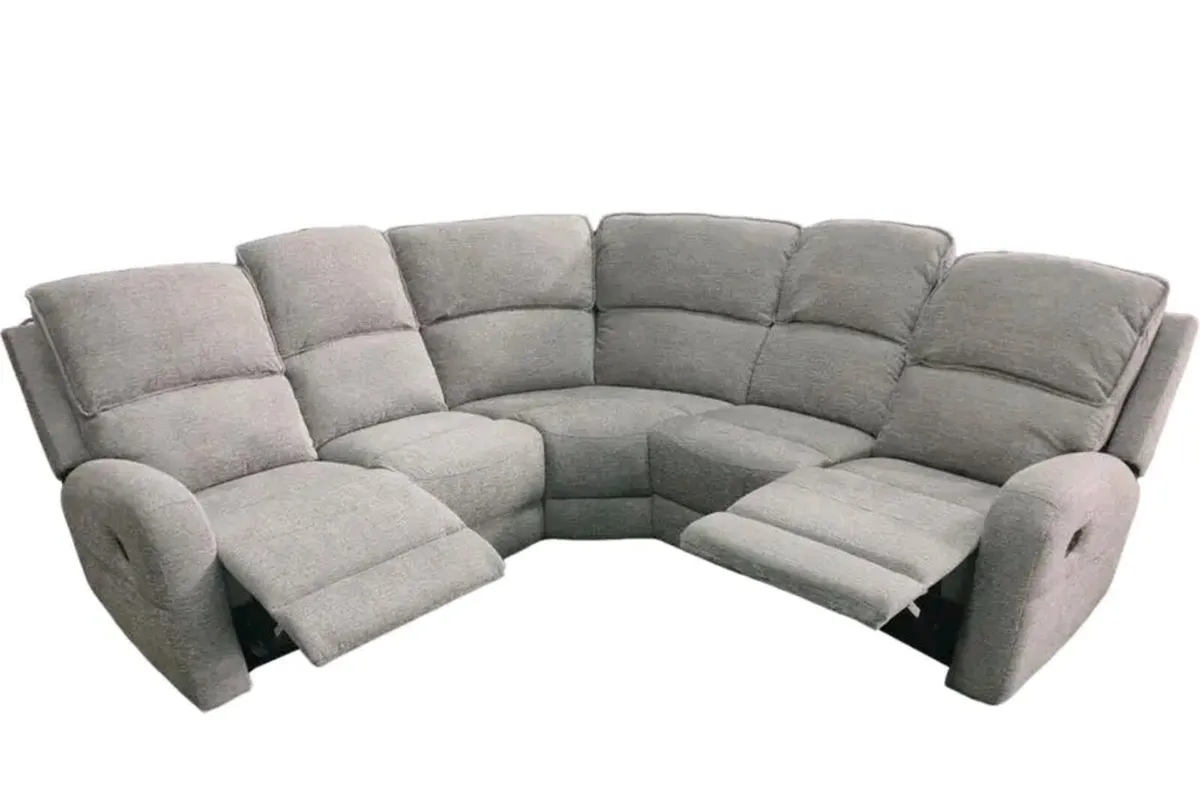 Paris Beige & Grey Fabric Recliner Sofa - Image 3