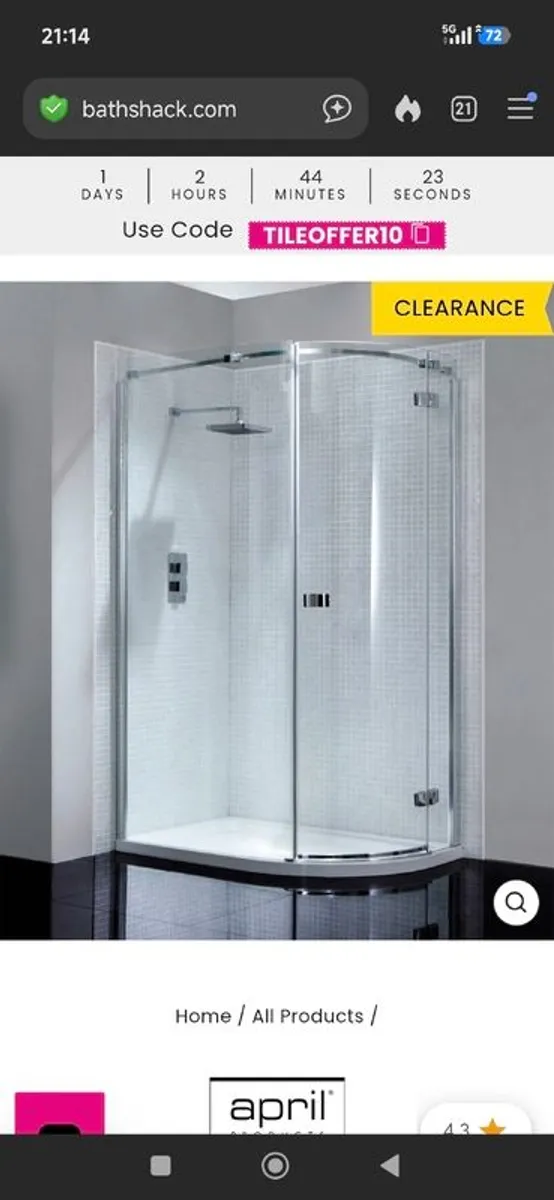 Shower Enclosure Offset Quadrant 900x760mm RH - Image 1