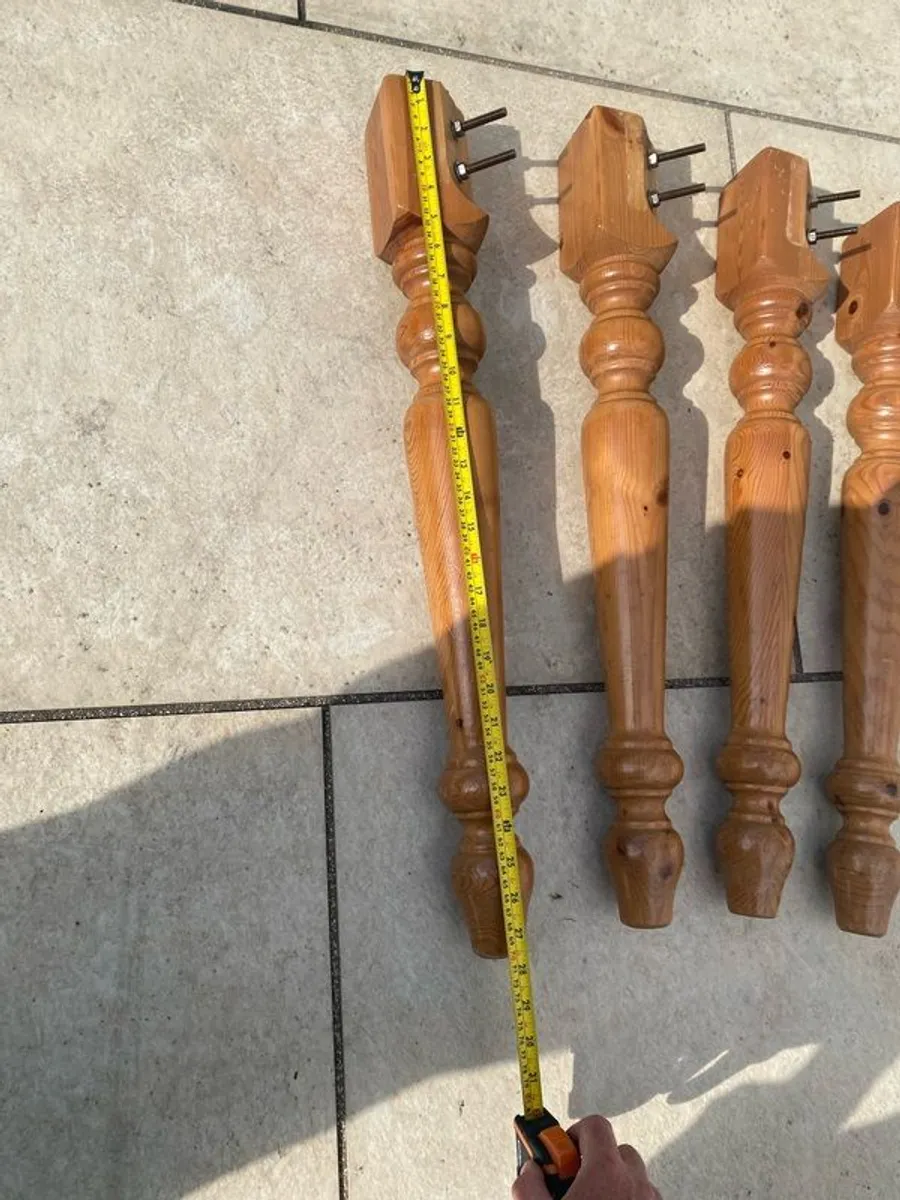 4 Spindled Table Legs - Solid Wood - Image 2