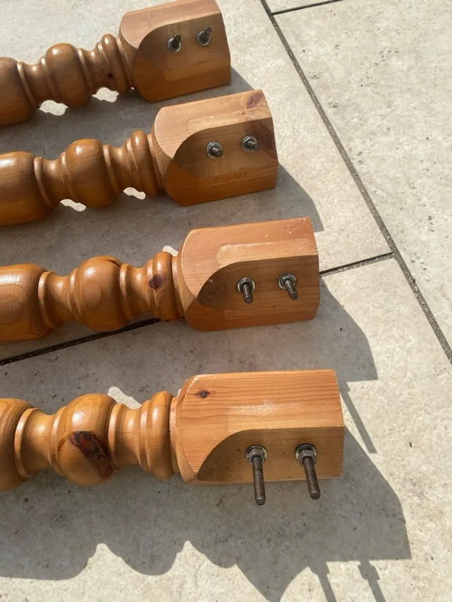 4 Spindled Table Legs - Solid Wood - Image 3