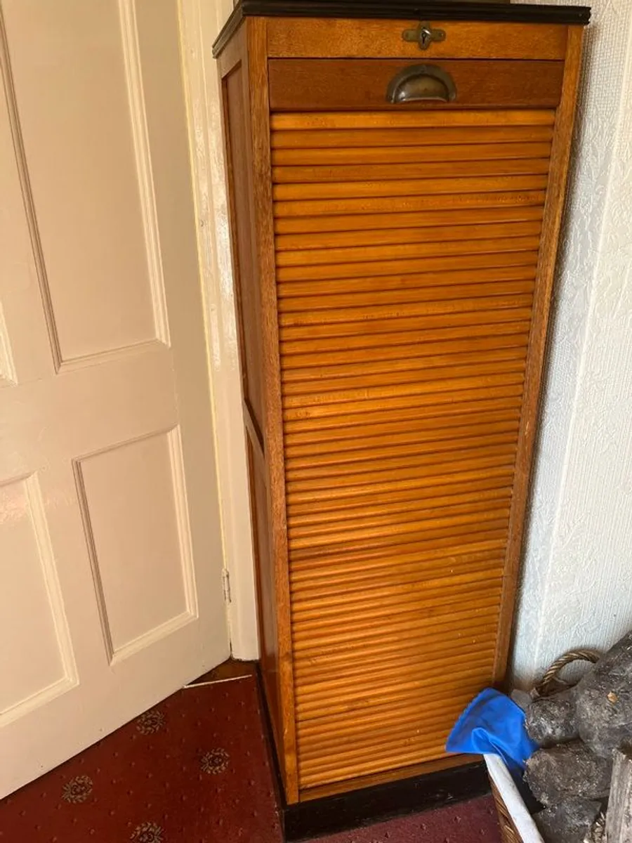 Vintage Tambour filing cabinet - Image 1