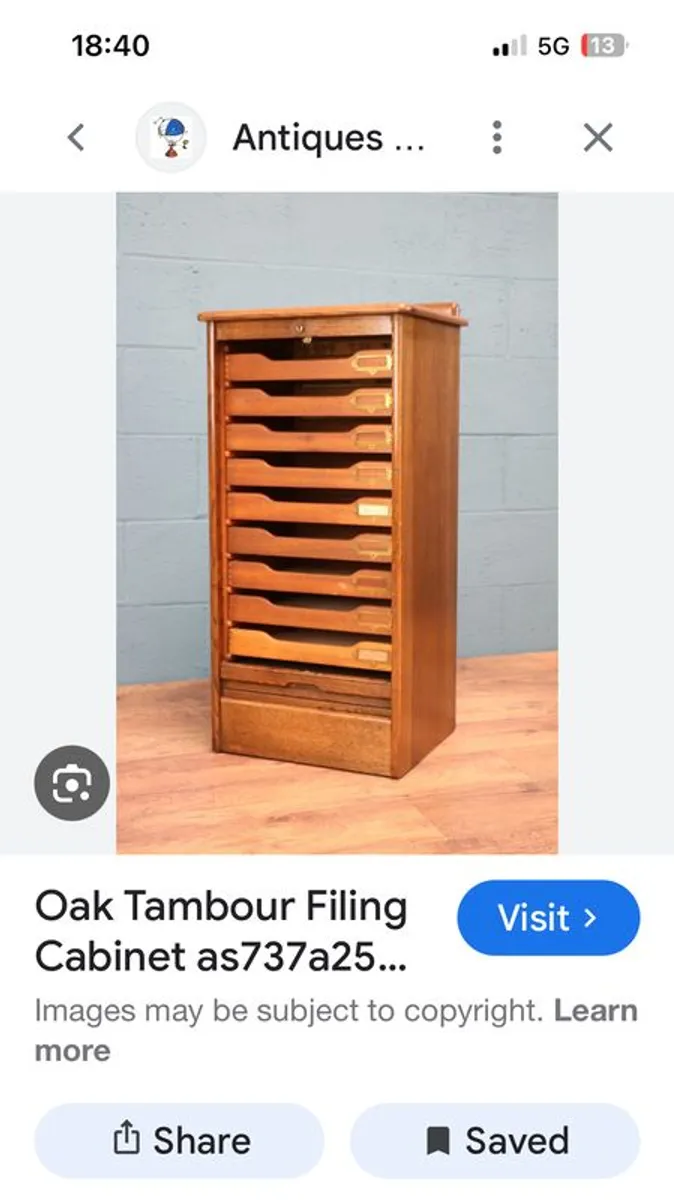 Vintage Tambour filing cabinet - Image 2