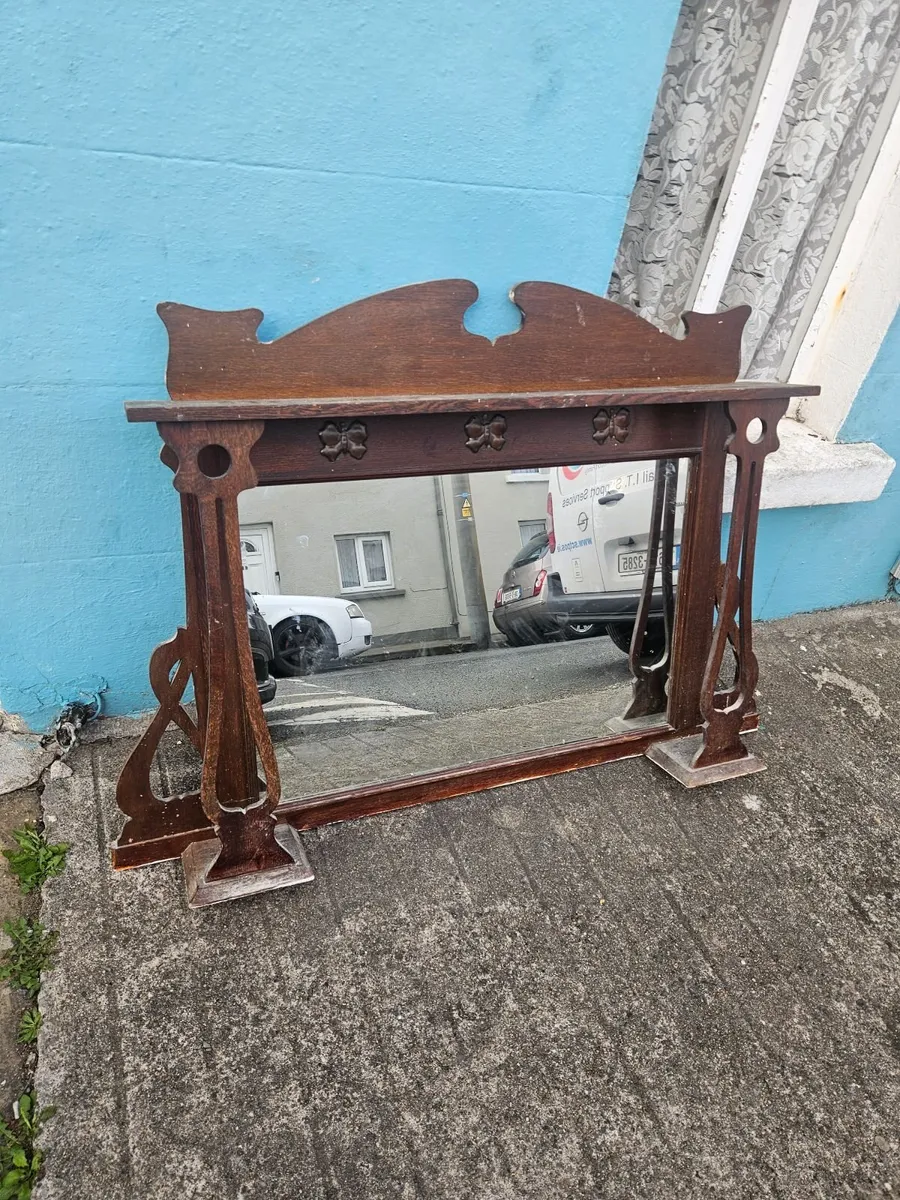 Vintage Antique Overmantle Mirror - Image 1