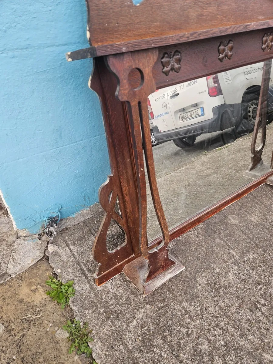 Vintage Antique Overmantle Mirror - Image 3