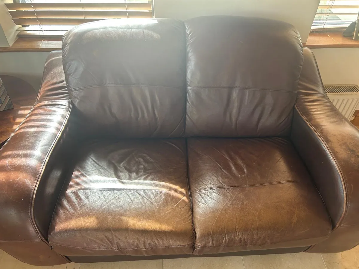 2 Seater Leather Sofa - Image 1