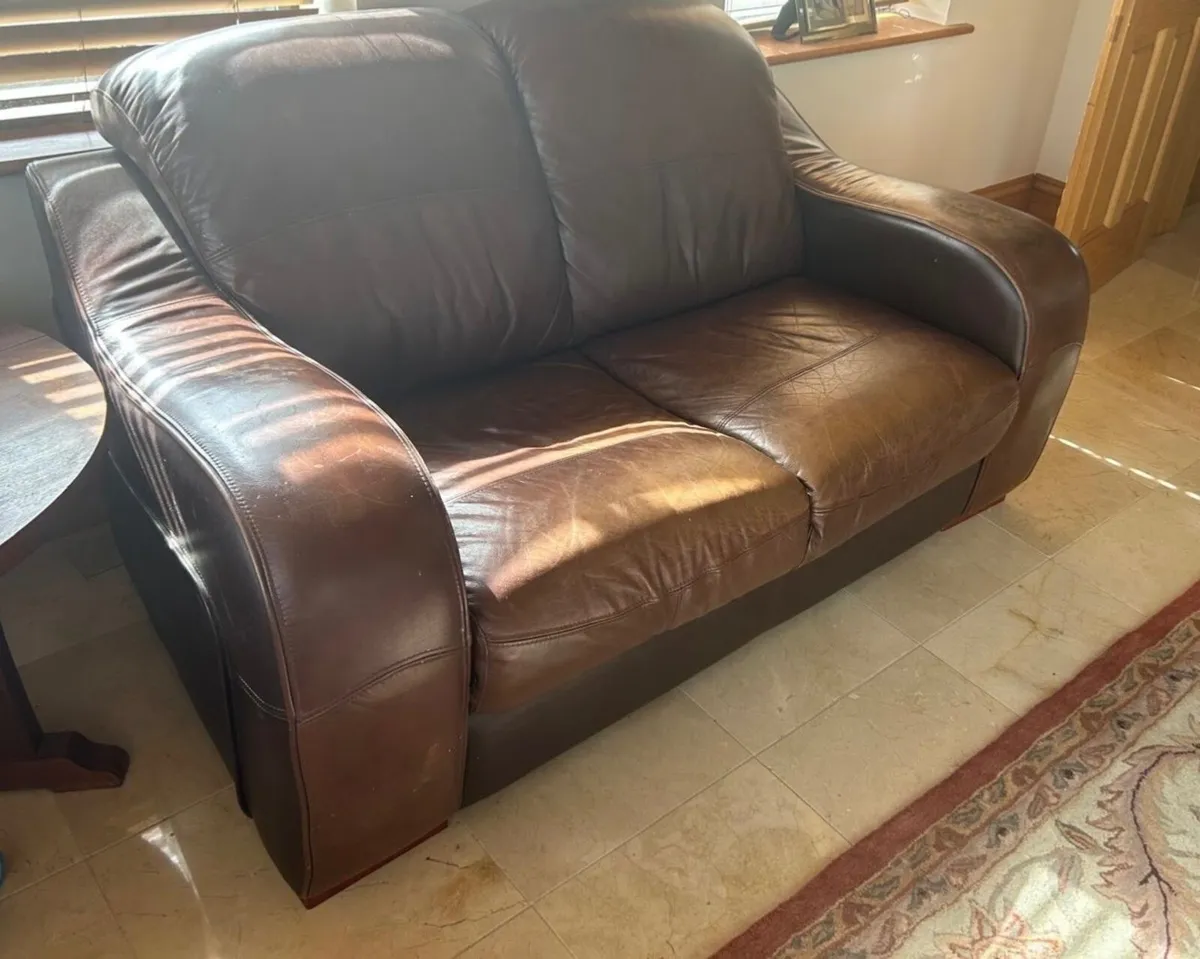 2 Seater Leather Sofa - Image 2