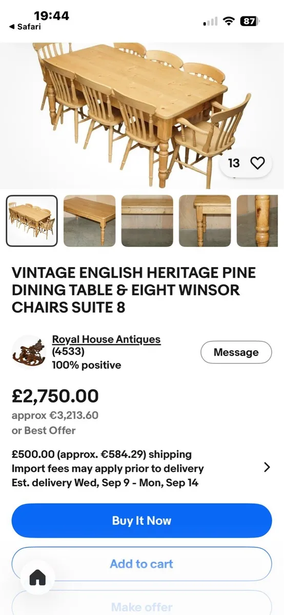 Country pine 8 seater table - Image 2