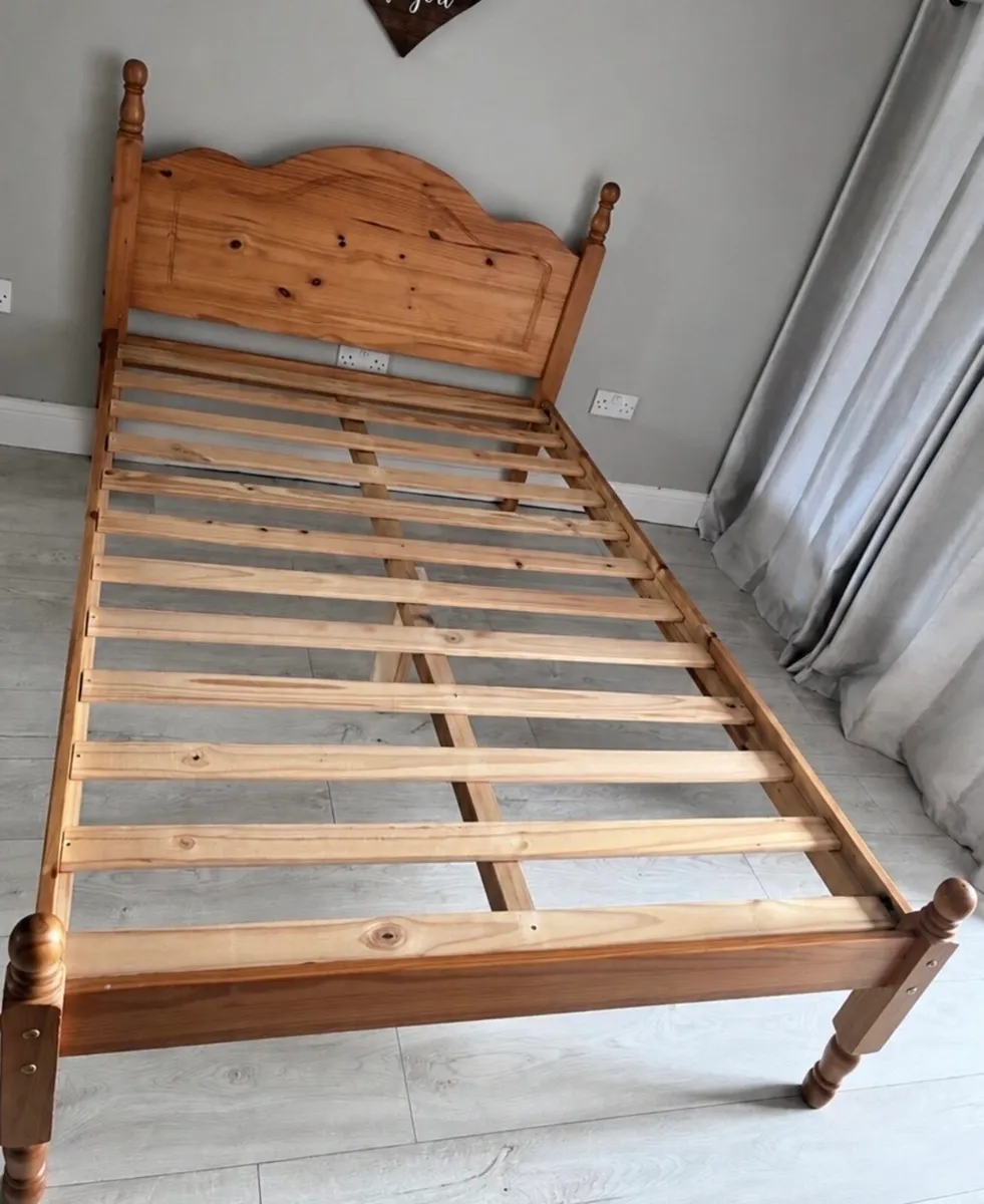 As New - Very Solid 4Ft Small Double Wooden Bed - Image 1