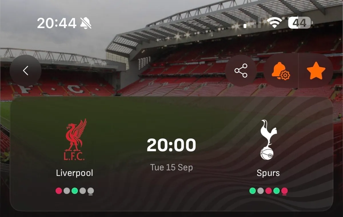 Liverpool Spurs Tues 15 Sept