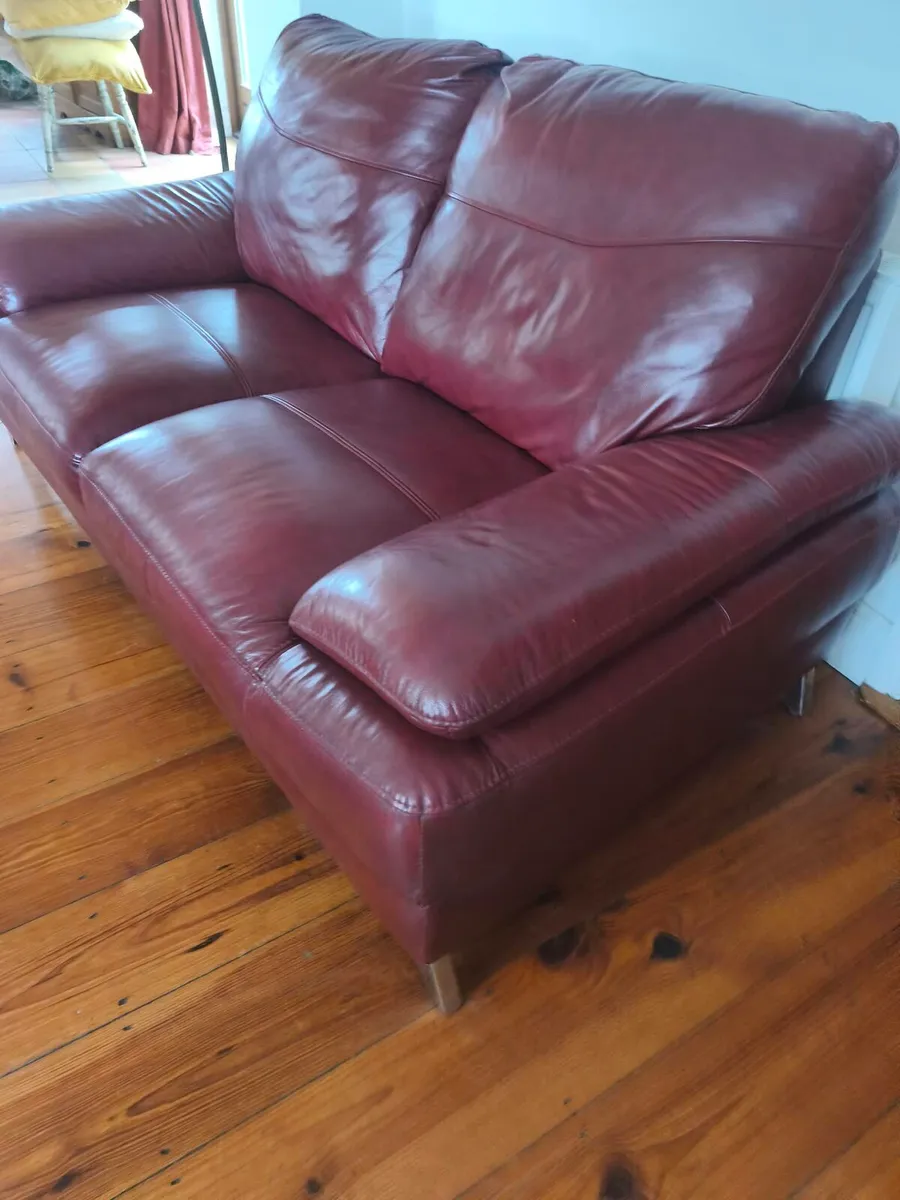 Real Red leather couch - Image 2