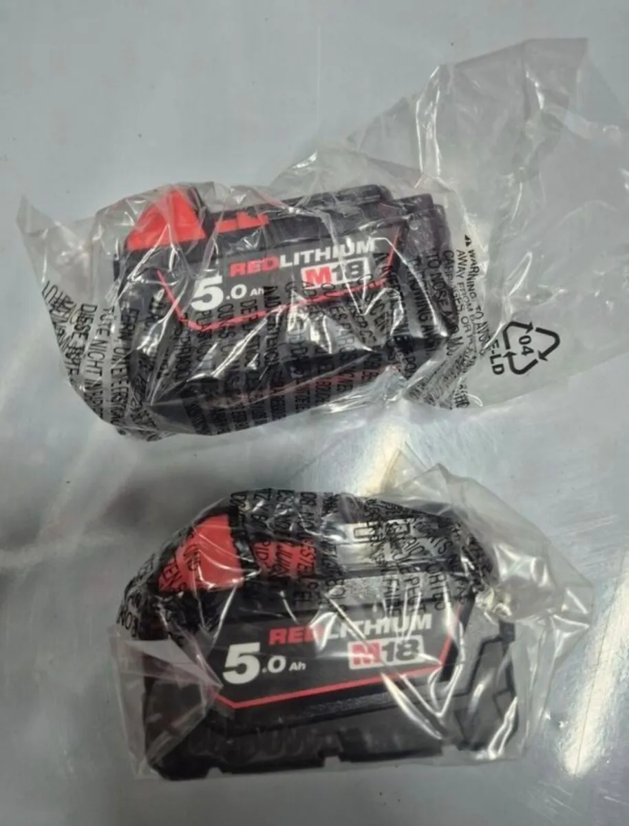 Milwaukee M18B5 5.0Ah Batteries x2 - Image 1