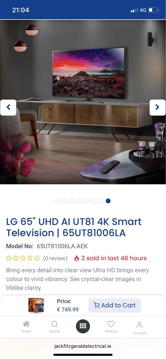LG 65” UHD AI UT81 4K Smart TV - Image 4