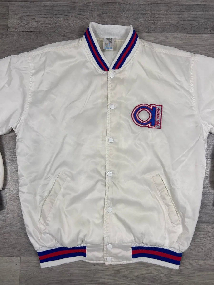 Vintage 80s Adidas Satin Bomber Jacket Mens Medium - Image 4