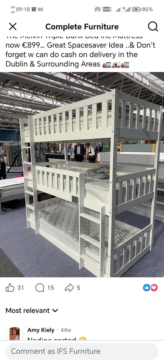🔥 Brand New White 3 tierBunk Bed – Modern, Space - Image 2