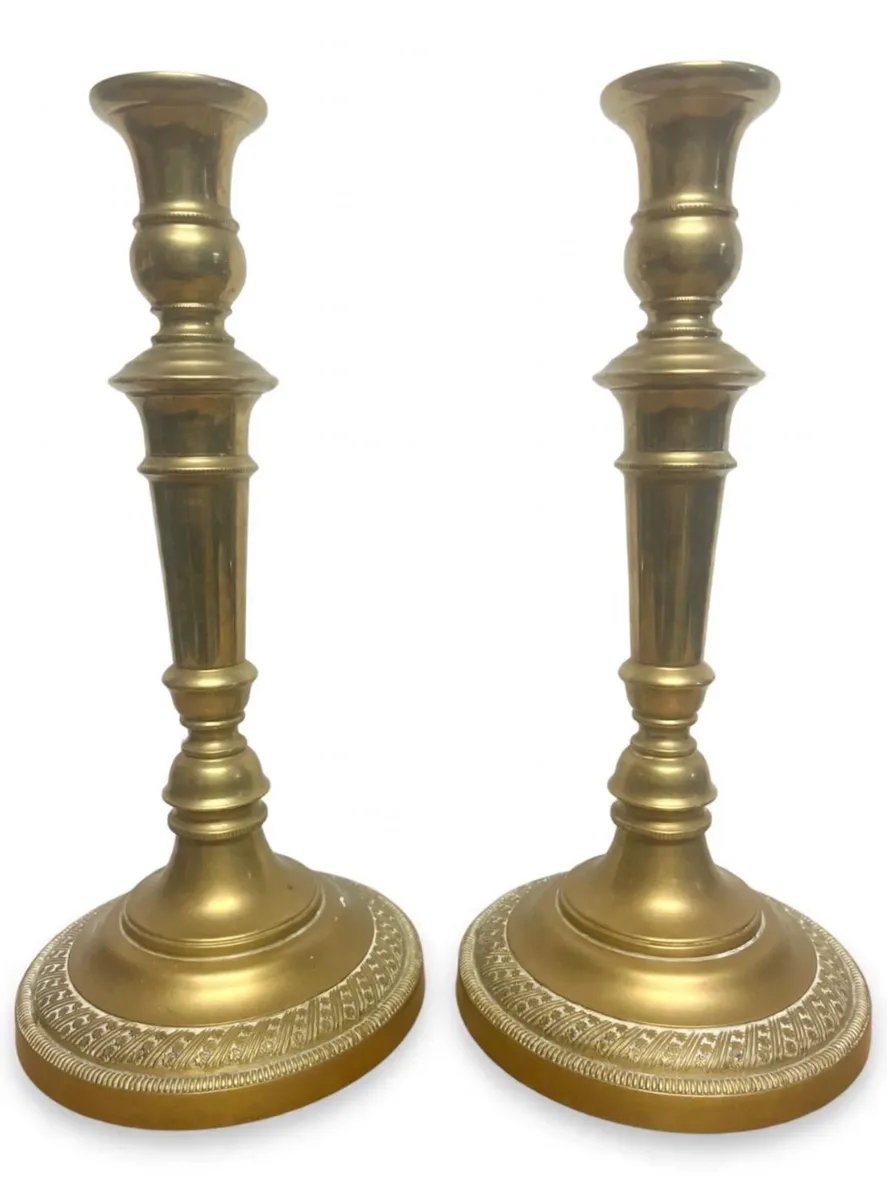 Antique brass candle holders - Image 1