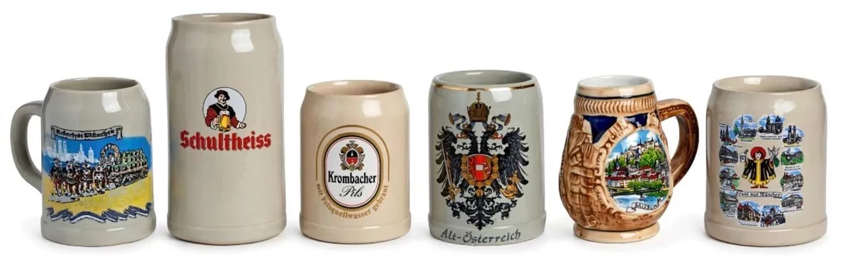 Collection of 6 vintage beer steins