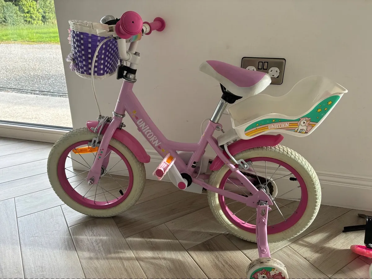 14 inch unicorn bike with two sets of stablisers - Image 1