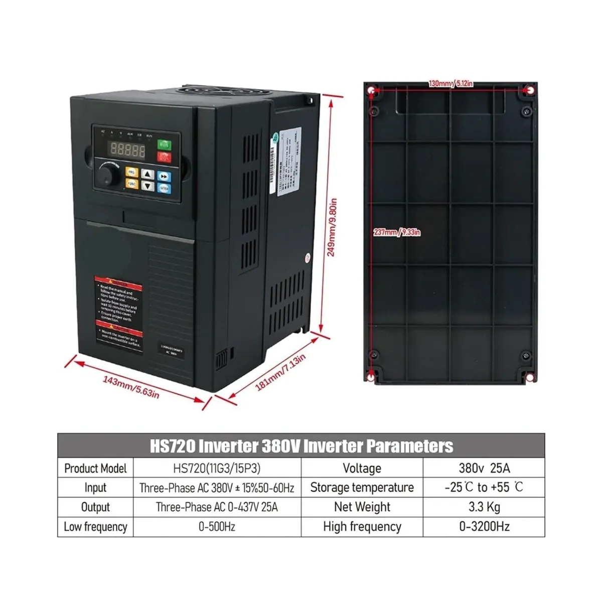 11KW VFD Inverter 1PH 220V to 3PH 380V - Image 2