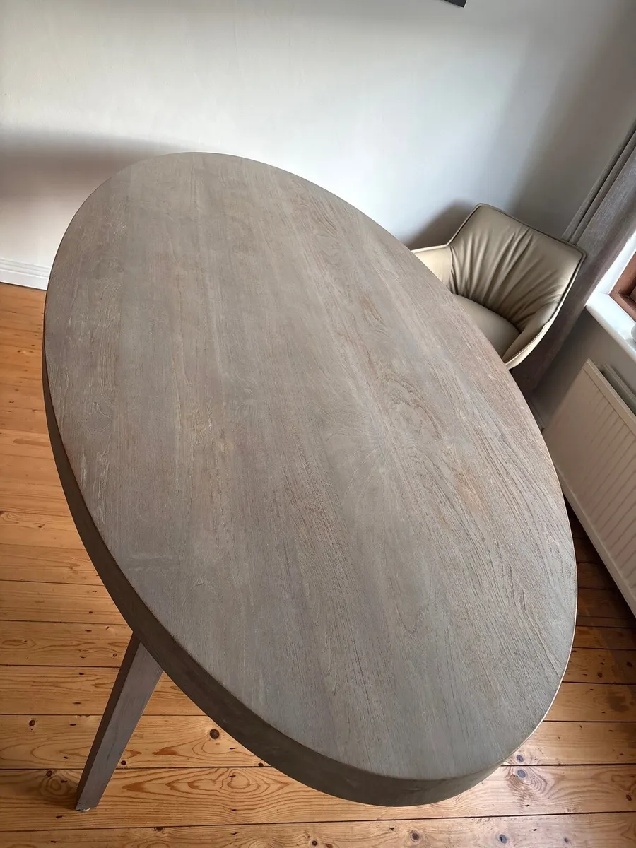 Dining table 2.2 metre oval grey wash - Image 1