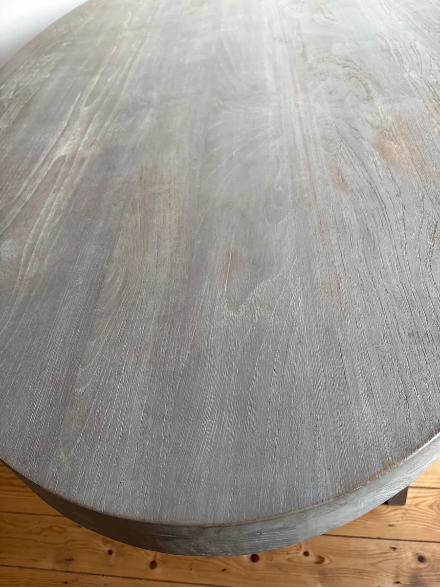 Dining table 2.2 metre oval grey wash - Image 3