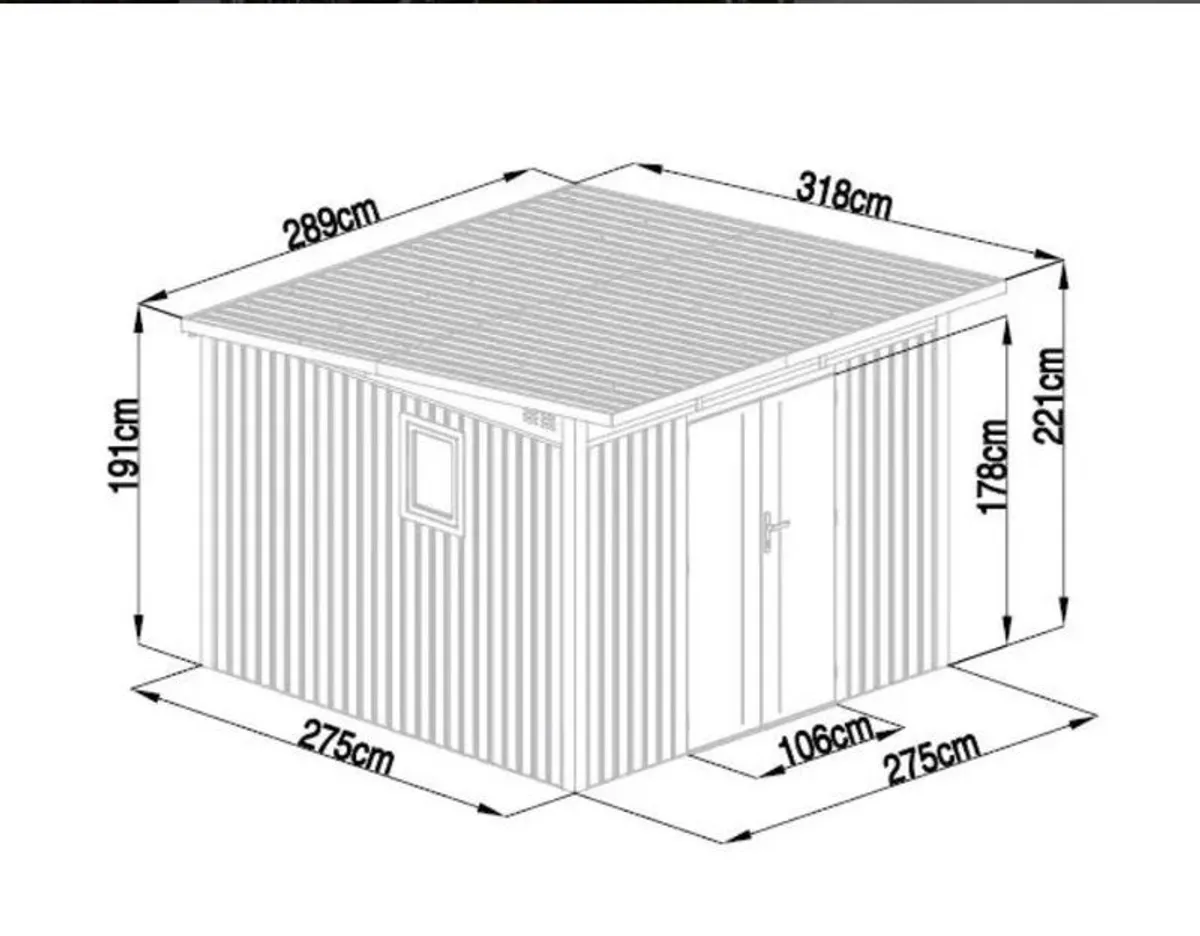 Metal Shed Heavy Duty With Slanted-(9.5ft x 10.3ft/2.9 x 3.1m ) - Image 4