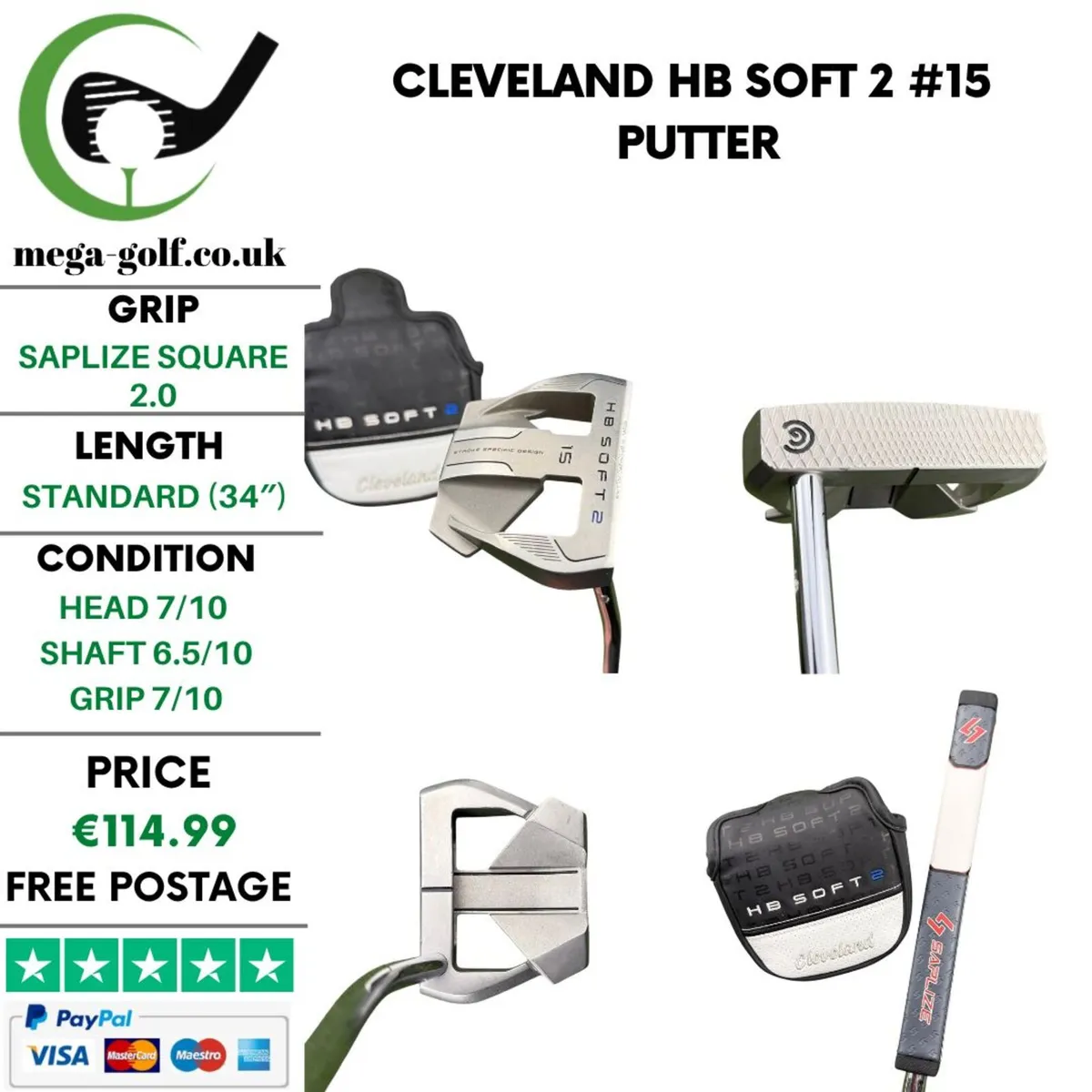 Cleveland HB Soft 2 #15 Putter / 34" - Image 1