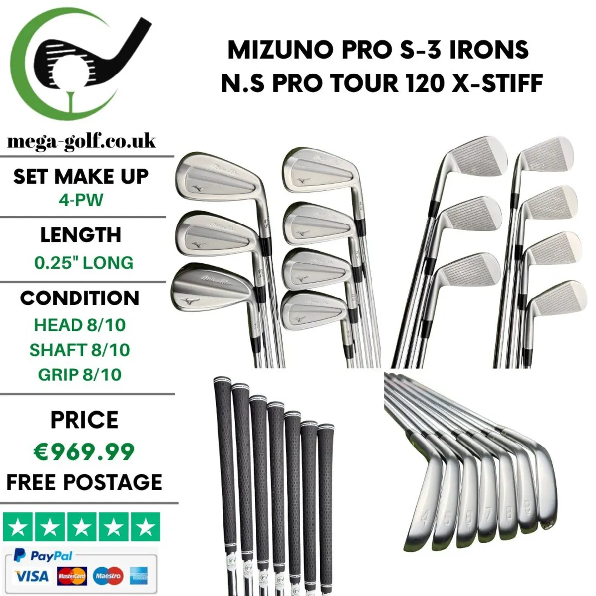 Mizuno Pro S-3 Irons / 4-Pw / X-Stiff - Image 1
