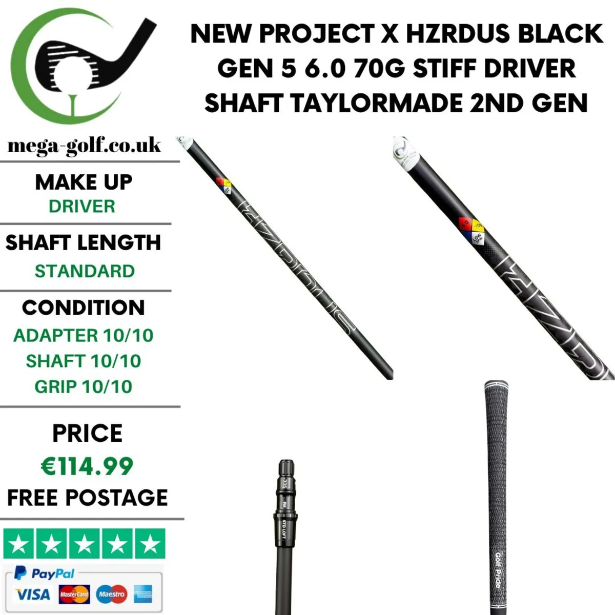 New Project X Hzrdus Black Gen 5 6.0 70g Stiff - Image 1