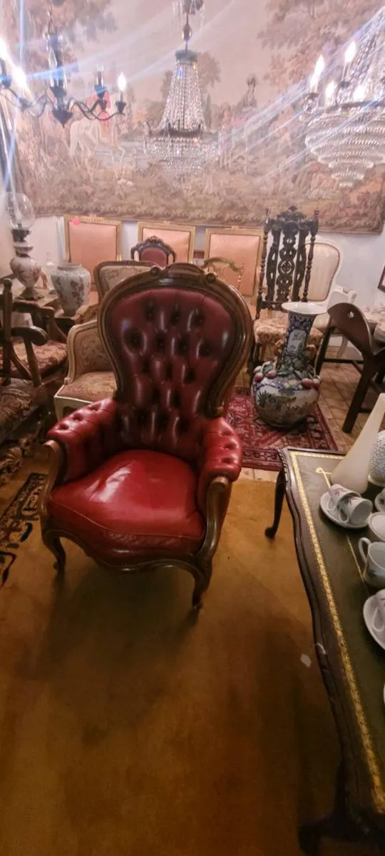 French Chesterfield armchairs