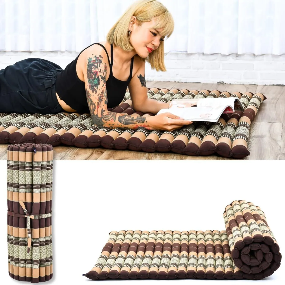 Wide Rollable Thai Mat Kapok Floor for Sleeping - Image 1