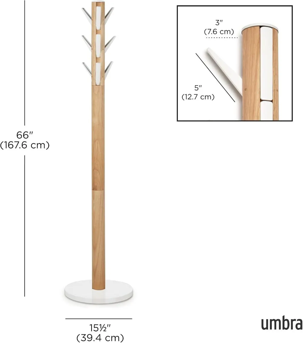 Coat Rack Flip Down Clothing 9 Hooks Natural - Image 3