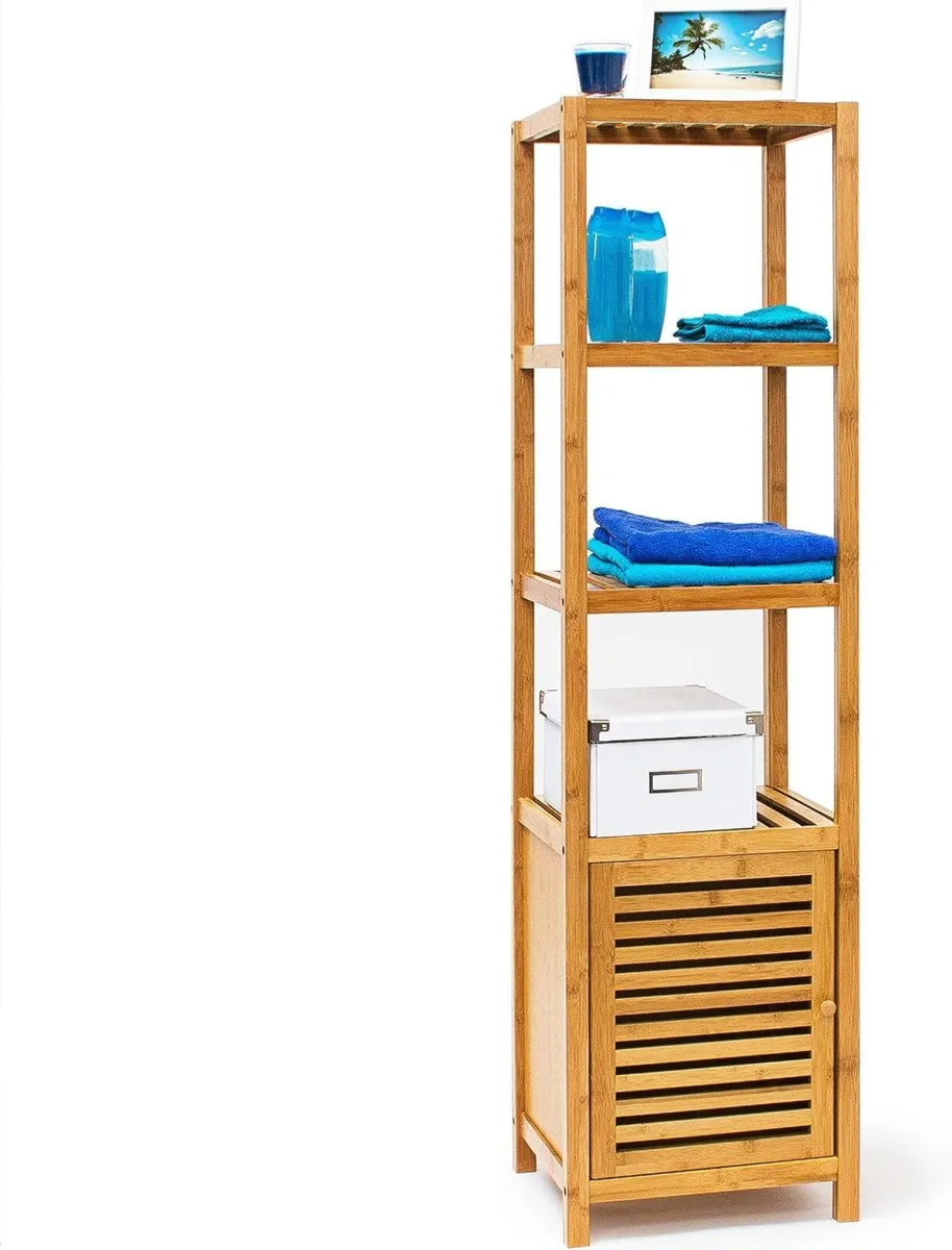 Bamboo Bathroom Shelf with 5 Shelves - Image 1