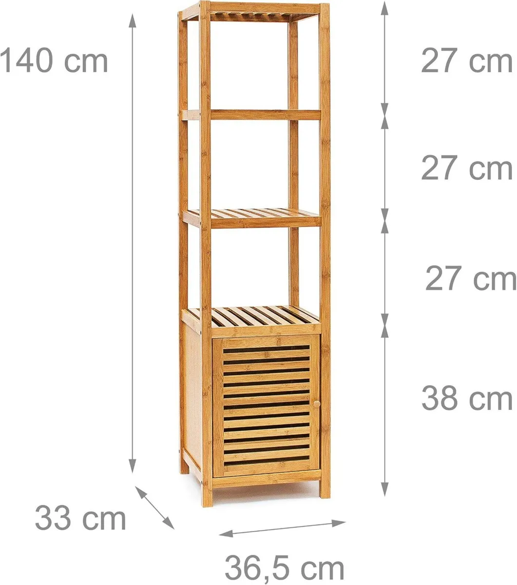 Bamboo Bathroom Shelf with 5 Shelves - Image 3