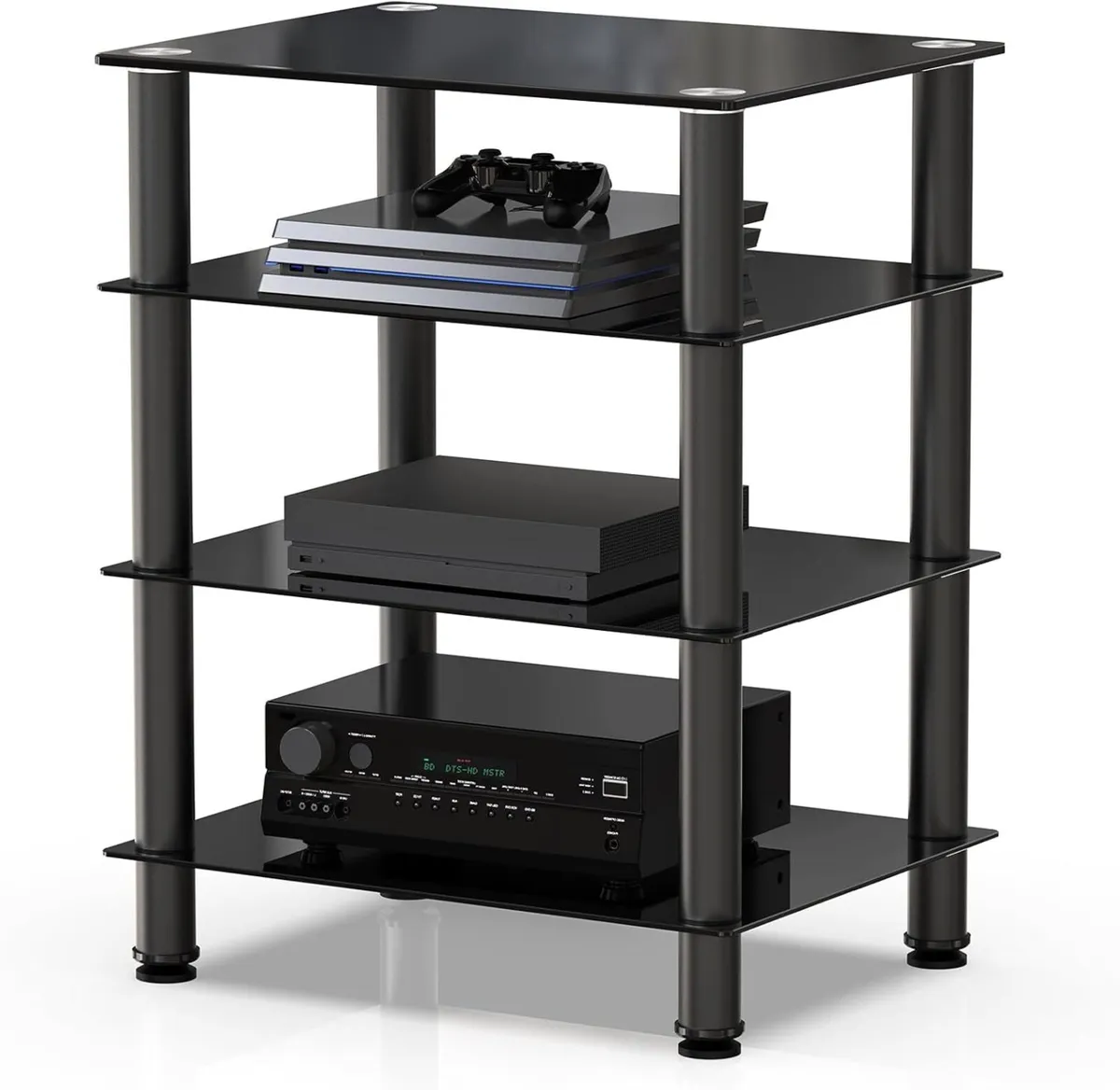 4-Tier Hifi Stand with Tempered Glass Shelves - Image 1