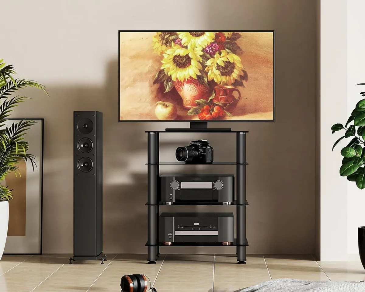 4-Tier Hifi Stand with Tempered Glass Shelves - Image 2