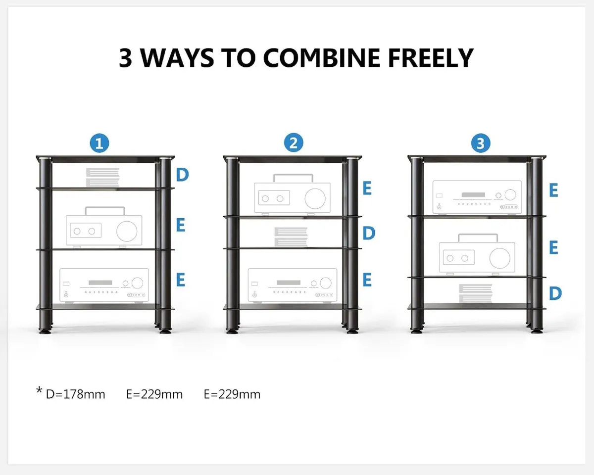 4-Tier Hifi Stand with Tempered Glass Shelves - Image 3