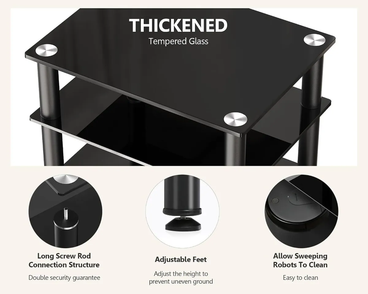 4-Tier Hifi Stand with Tempered Glass Shelves - Image 4