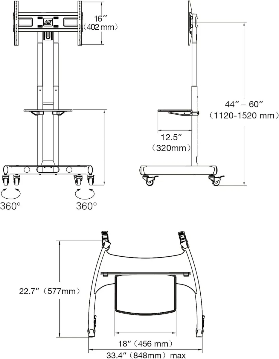 TV Cart Stand with Caster Swivel Foot - Image 2