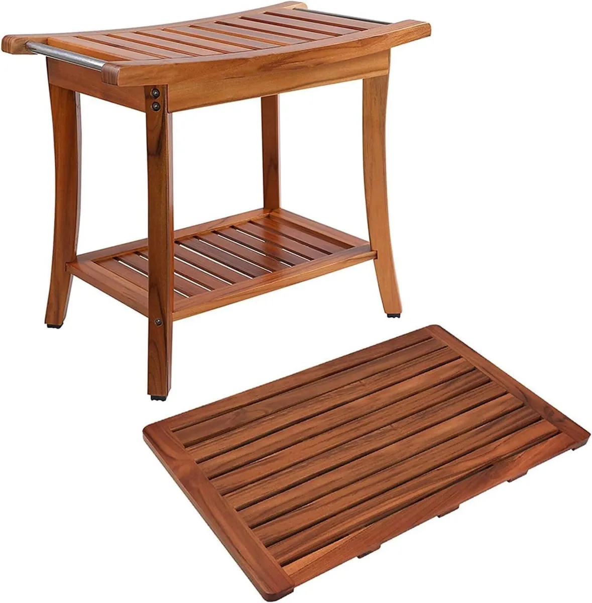 Teak Shower Bench Seat and Bath Mat Large - Image 1