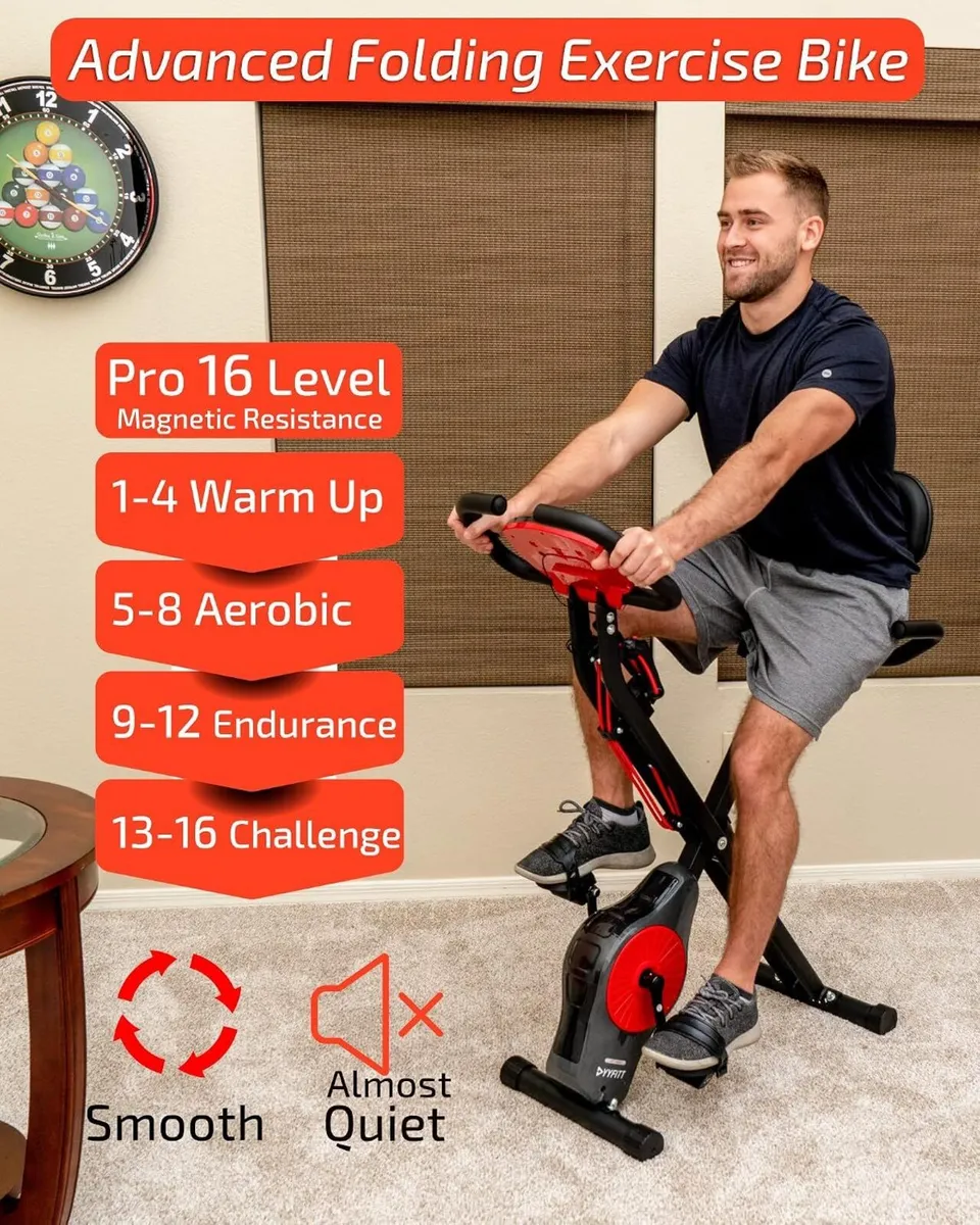 Foldable Fitness Exercise Bike with Resistance - Image 2