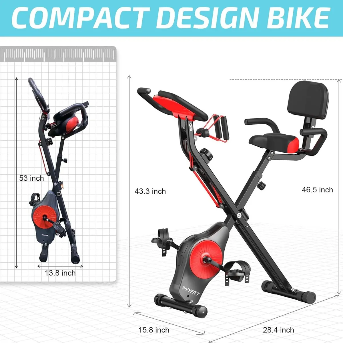 Foldable Fitness Exercise Bike with Resistance - Image 3