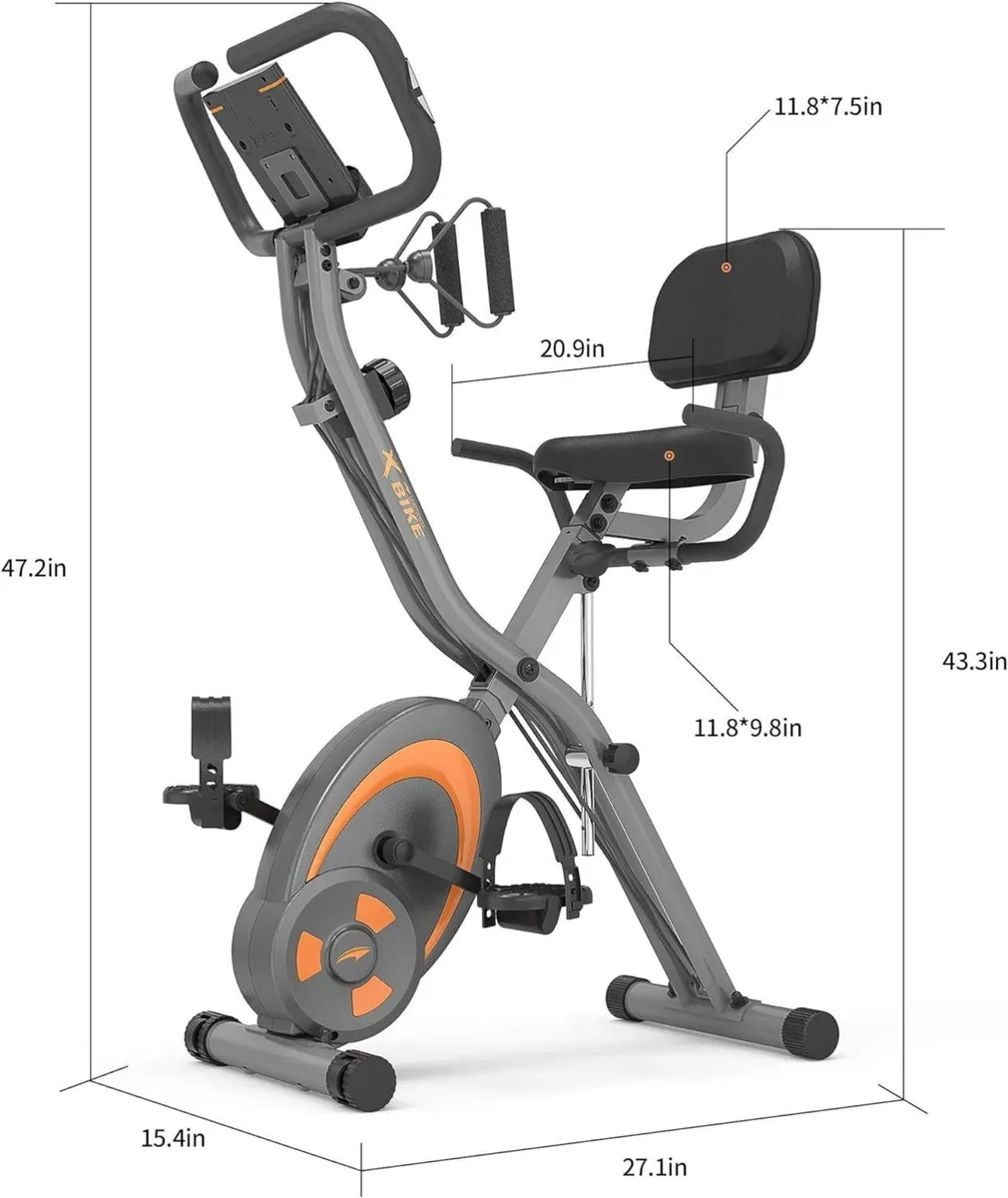 Folding Stationary Bike Recumbent Exercise W Arm - Image 2