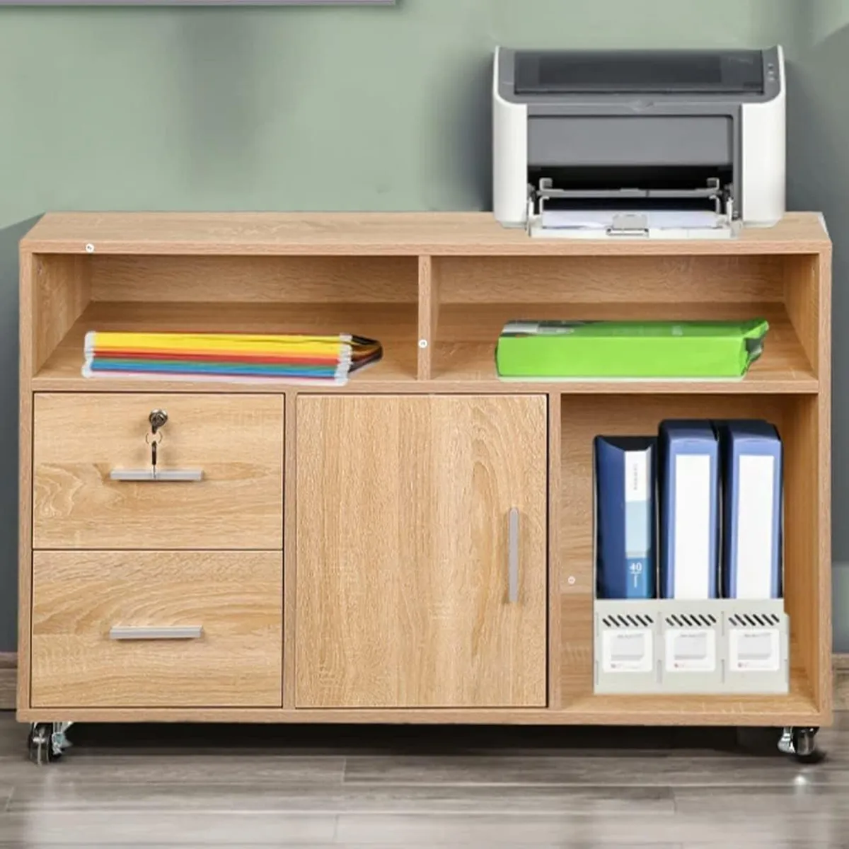 Multipurpose Printer Cabinet Wood with 3 Shelves 2 - Image 2