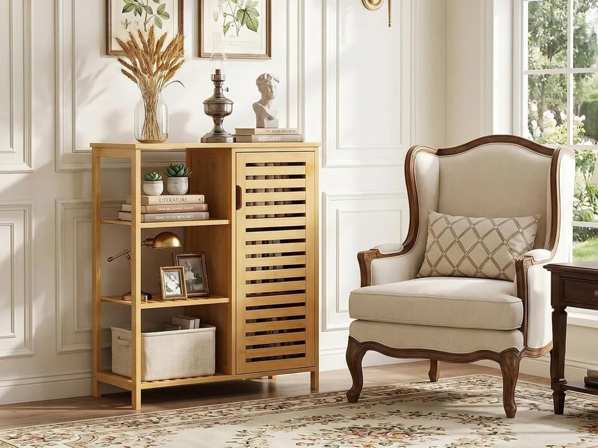 Bathroom Floor Cabinet Bamboo Storage Free - Image 4