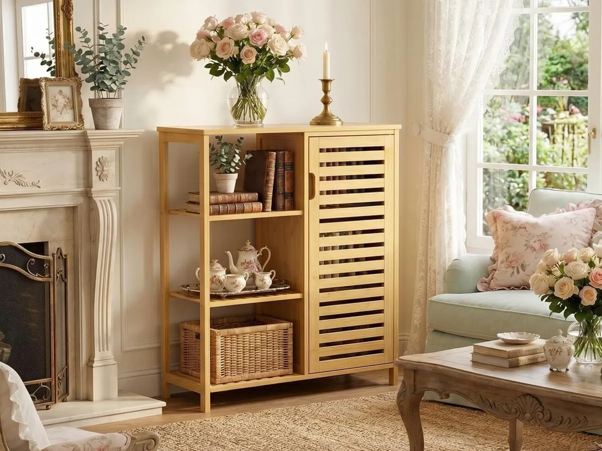 Bathroom Floor Cabinet Bamboo Storage Free - Image 2