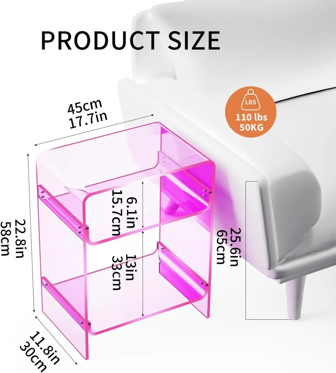Acrylic Record Player Table with Storage Shelf - Image 3