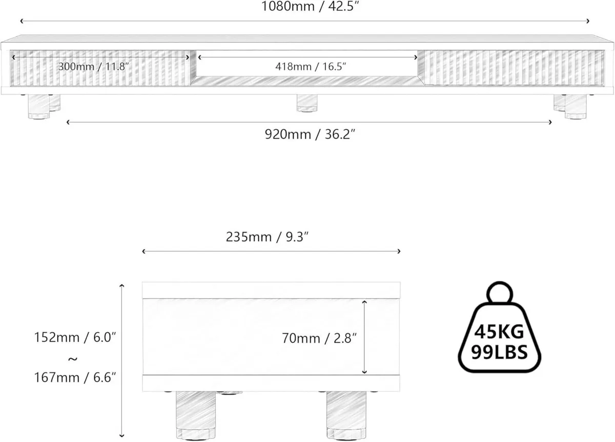 Monitor Riser with Sliding Glass Door 108CM High - Image 3