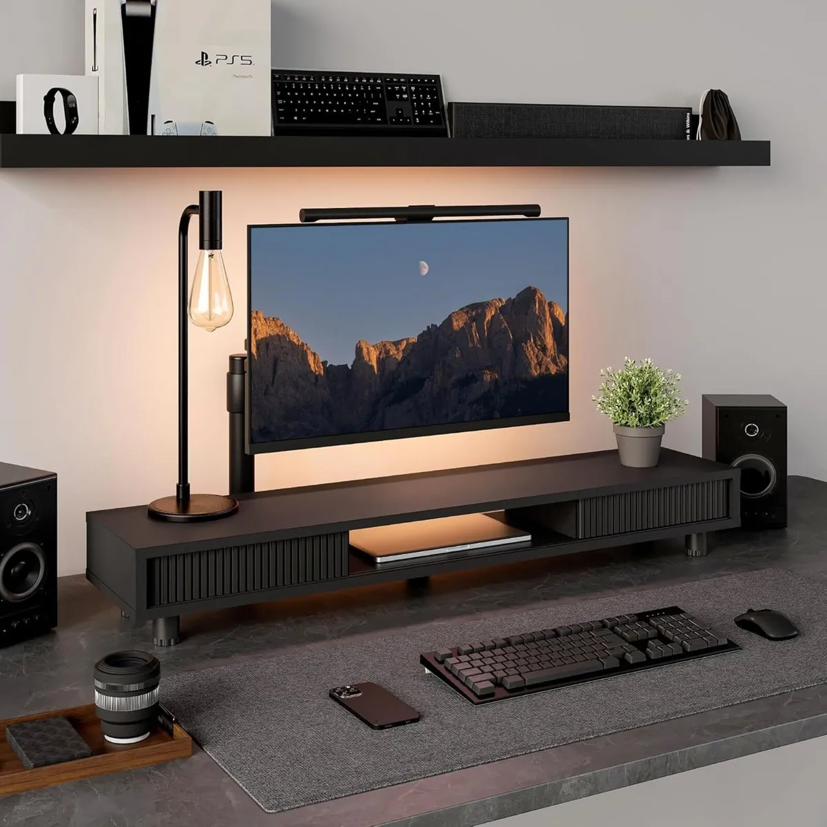 Monitor Riser with Sliding Glass Door 108CM High - Image 4