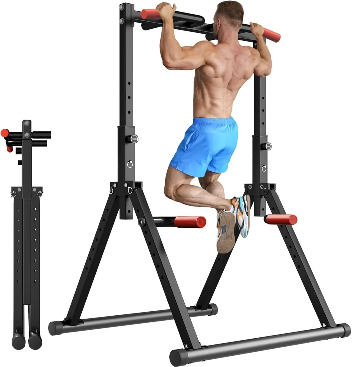 Power Tower Pull Up Dip Station Foldable Bar - Image 1